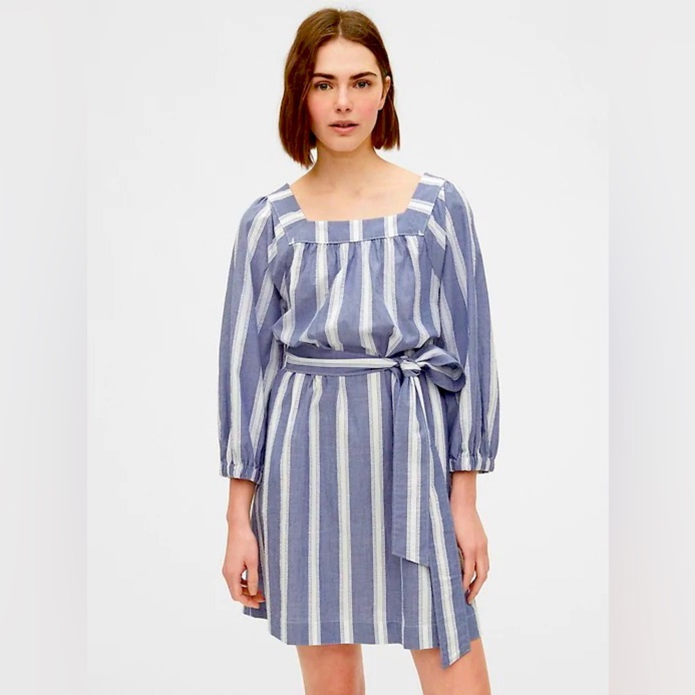 NWT Gap cotton striped mini dress blue and white